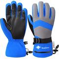 WOLFILIST Ski Gloves Waterproof Windproof - 3M Thinsulate Insulated Warm Snow Gloves, Snowboard Gloves with Zipper Pocket, Touchscreen Winter Gloves for Men Women (Blue,