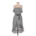 Heart Soul Casual Dress - High/Low Strapless Sleeveless: Gray Dresses - Women's Size Medium