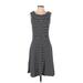 Talbots Casual Dress - A-Line Crew Neck Sleeveless: Black Print Dresses - Women's Size Small