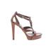 Gucci Heels: Strappy Platform Cocktail Party Brown Solid Shoes - Women's Size 36.5 - Open Toe