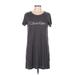 Calvin Klein Casual Dress - Shift Scoop Neck Short sleeves: Gray Graphic Dresses - Women's Size Large