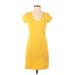 Gap Casual Dress - Shift V Neck Short sleeves: Yellow Print Dresses - Women's Size Small