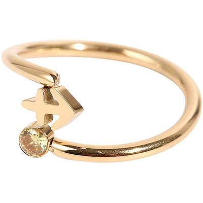 Fingerring FIRETTI "Schmuck Geschenk Damenring Sternzeichen", gold (gelbgoldfarben, gelb, gelb), Fingerringe, Damen, 5,00 g, Schütze, Edelstahl, 1,2mm, Made in Germany - mit Zirkonia (synth.) Image