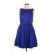 Jessica Simpson Casual Dress - Fit & Flare Boatneck Sleeveless: Blue Solid Dresses - Women's Size 8