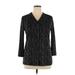 Sheri Martin New York Woman Long Sleeve Blouse: Black Chevron/Herringbone Tops - Women's Size 14