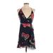 Lovers + Friends Casual Dress - Wrap: Blue Floral Dresses - Women's Size X-Small