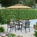 Lark Manor™ Alyah Square 4 - Person 37" Long Outdoor Dining Set w/ Umbrella Metal in Black | 37 W x 37 D in | Wayfair