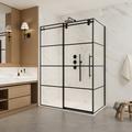 Vinnova Losar 48" W x 36" D x 78" H Framed Rectangle Single Sliding Shower Enclosure | 78 H x 48 W x 36 D in | Wayfair 320048+36P-MB