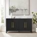 Everly Quinn Grafton 58" Wide Sideboard Wood in Black/Brown | 32.25 H x 58 W x 14.5 D in | Wayfair C39E067276B147C3A91BF5A41A55D4B8