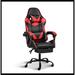 Inbox Zero Makaylin Recliner Gaming Office High Back Computer Ergonomic Adjustable Swivel Chair w/ footrest Upholstered/ in Black/Brown | Wayfair