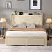 Ebern Designs Katari Platform Storage Bed Wood & /Upholstered/Metal & /Metal in Brown | 48 H x 62.2 W x 85 D in | Wayfair