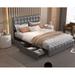 Winston Porter Raisy Bed Wood & /Upholstered/Metal & /Metal in Brown/Gray | 39.4 H x 63 W x 83.9 D in | Wayfair F07AC7159EB046E7983EEF464EFC9637