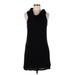 INC International Concepts Casual Dress - Shift High Neck Sleeveless: Black Solid Dresses - Women's Size Medium