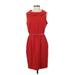 Ellen Tracy Casual Dress - Sheath Cowl Neck Sleeveless: Red Print Dresses - Women's Size Small