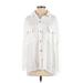 Fantastic Fawn Long Sleeve Button Down Shirt: White Print Tops - Women's Size Small