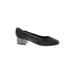 Amanda Heels: Pumps Chunky Heel Classic Black Print Shoes - Women's Size 9 1/2 - Almond Toe