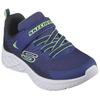 Sneaker SKECHERS "MICROSPEC II", Kinder, Gr. 31, bunt (navy, limette), Textil, Synthetik, sportlich, Schuhe, Freizeitschuh mit Klettverschluss, Größenschablone zum Download