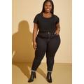 Plus Size Mid Rise Ankle Cuff Skinny Jeans