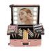 OUKANING Portable Aluminum Rolling Makeup Case Salon Nail Cosmetic Organizer Trolley w/LED Light & Mirror 3-Tier
