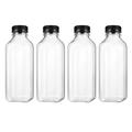 storage favor jars 4PCS PET Plastic Empty Storage Containers Bottles with Lids Caps Beverage Drink Bottle Juice Bottle Jar (Black Caps)
