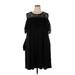 Lane Bryant Casual Dress - Shift Crew Neck Short sleeves: Black Print Dresses - Women's Size 18 Plus