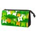 OWNTA Green Festive-Garlands Pattern Makeup Organizer Travel Pouch: Lightweight Microfiber Leather Cosmetic Bag