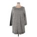Daily Ritual Casual Dress - Shift Scoop Neck 3/4 sleeves: Gray Marled Dresses - Women's Size 2X-Large