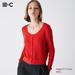 Women's Lace Round Neck Long-Sleeve Short Cardigan | Red | XS | UNIQLO US
