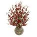 Silk Plant Nearly Natural 30 Cherry Blossom Artificial Arrangement in Stoneware Vase with Gold Trimming