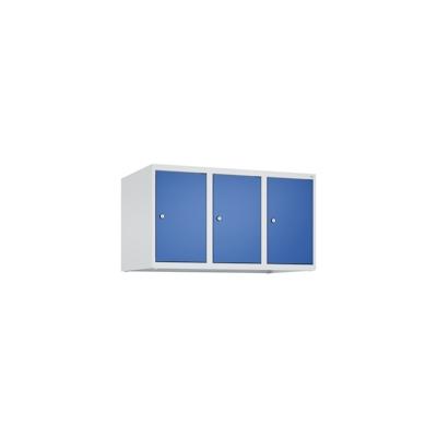 C+P Aufsatzschrank Classic PLUS, 3 Abteile, HxBxT 50x90x50cm, Zylinderschloss, Hellgrau/Enzianblau von PROREGAL Image