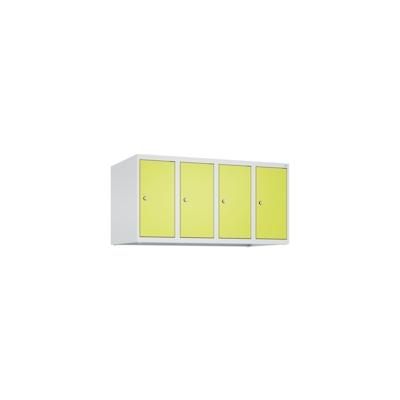 C+P Aufsatzschrank Classic PLUS, 4 Abteile, HxBxT 50x100x50cm, Zylinderschloss, Hellgrau/Clowngrün von PROREGAL Image