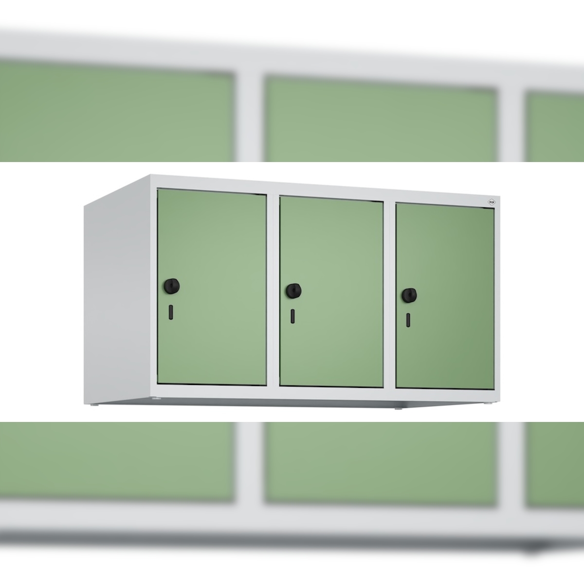 C+P Aufsatzschrank Classic PLUS, 3 Abteile, HxBxT 50x90x50cm, Sicherheitsdrehriegel, Hellgrau/Resedagrün von PROREGAL Image