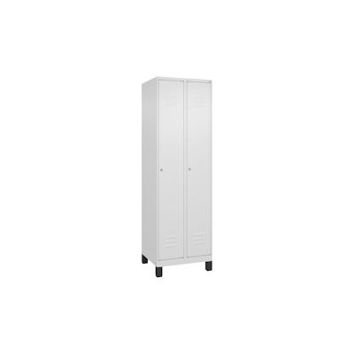 C+P Aufbewahrungsspind Classic PLUS, Füßen, 2 Abteile je 4 Fachböden, HxBxT 195x60x50cm, Zylinderschloss, Verkehrsweiß von PROREGAL Image