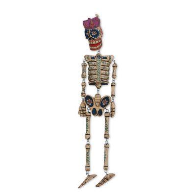 Dancing Floral Skeleton,'Day of the Dead Skeleton Wood Wall Sculpture from Guatemala'