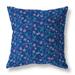 Blue And Pink Songbird Flora Parade Indoor/Outdoor Throw Pillow Zipper