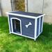 40.55" Grey Indoor & Outdoor Solid Wood Folding Dog House, Waterproof - 40.55"×25.2"×29.25"