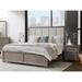 Roundhill Furniture Ennesley 3-Piece Gray Wood Bedroom Set, Upholstered Panel Bed and 2 Nightstands