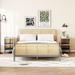 Rustic 3 Pieces Full Size Rattan Platform Bed with 2 Nightstands