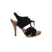 Stella McCartney Heels: Slingback Stilleto Boho Chic Black Print Shoes - Women's Size 40 - Open Toe