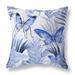 Blue And White Butterfly Dreams Indoor/Outdoor Throw Pillow Zipper