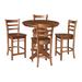 36 in Round Counter Height Extension Dining Table with 12 in Leaf and Stools in Distressed Oak