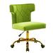 Modern Velvet Home Office Chair, Adjustable Leisure Swivel Desk Chairs with High Back 360 Degree Castor Gold Wheels