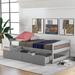 Gray Twin Size Platform Bed w/ 2 Drawers Storage Bed Frame for Kids, Teens