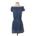 Vintage Beach Tee's Casual Dress: Blue Solid Dresses - Women's Size Small