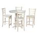 36 in Round Counter Height Extension Dining Table with 12 in Leaf and Stools - Unfinished