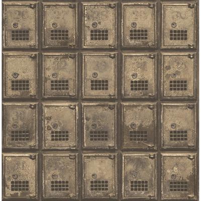 A-Street Prints Brass Vintage P.O. Boxes Wallpaper