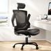 Office Chair Ergonomic Desk-Chair: Mesh Back Computer Chair with PU Leather Seat,Adjustable Lumbar Support & Flip-up Armrests
