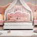 Full size Upholstered Princess Bed with Crown Headboard Full Size Platform Bed and Footboard for Kids Girls Adults, Pink