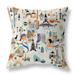 Beige And Multi Palace Portraits Indoor/Outdoor Throw Pillow Zipper