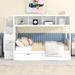Twin over Full Bunk Bed with Shelfs, Storage Staircase and 2 Drawers